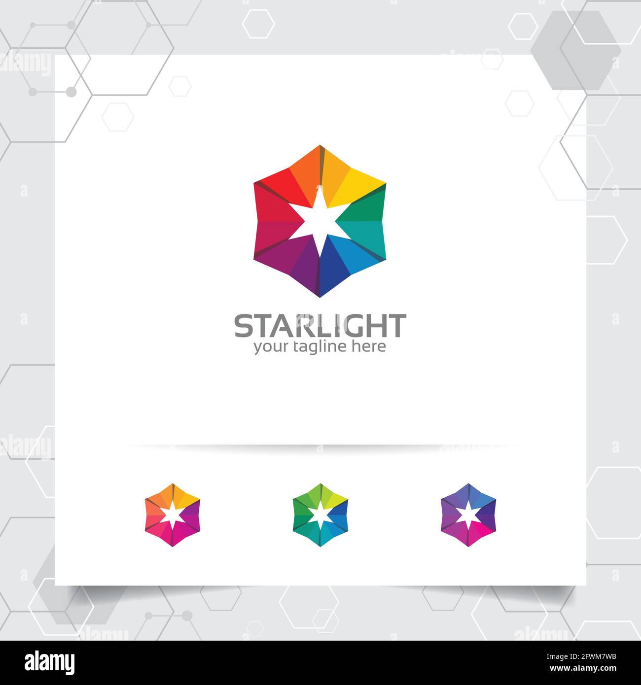 Star Logo Design-Konzept der verbundenen Schleife Symbol, bunte Stern Vektor-Logo für den Druck, Studio und Technologie verwendet. Stock Vektor