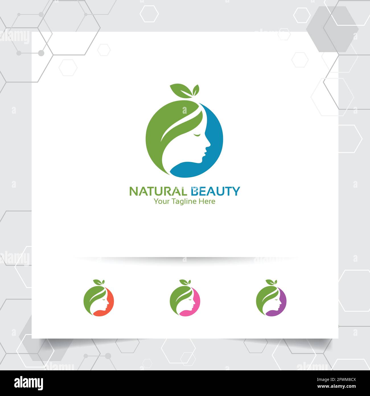 Spa Beauty Logo Vektor-Design mit Konzept der grünen Natur. Spa- und Behandlungslogo für Schönheitssalon-Klinik. Stock Vektor