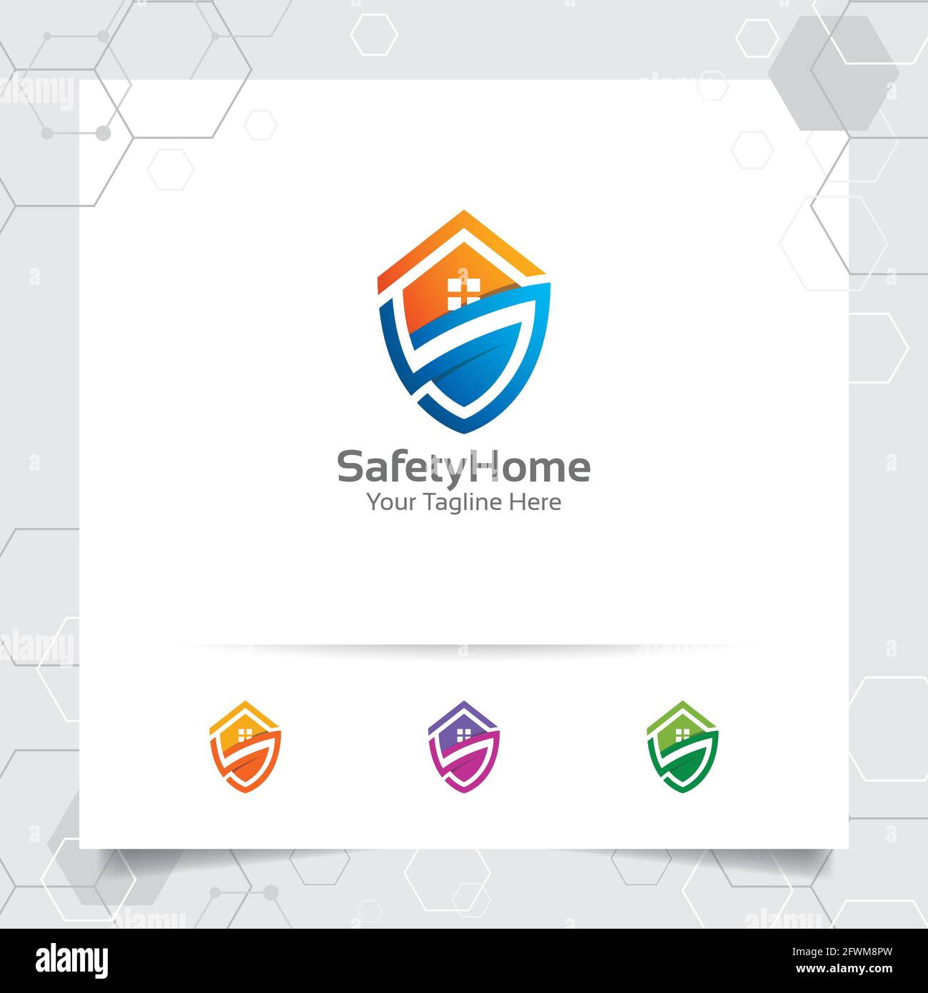 Haus Home Logo Design Konzept der geschiedenen Vektor und Sicherheit Symbol. Immobilien und Immobilien-Logo für Bau, Auftragnehmer, Architekt und Miete hous Stock Vektor