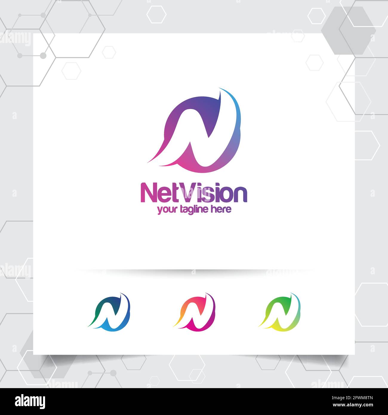 Digitaler Logo-Buchstabe N Design-Vektor mit modernen bunten Pixel für Technologie, Software, Studio, App und Business. Stock Vektor