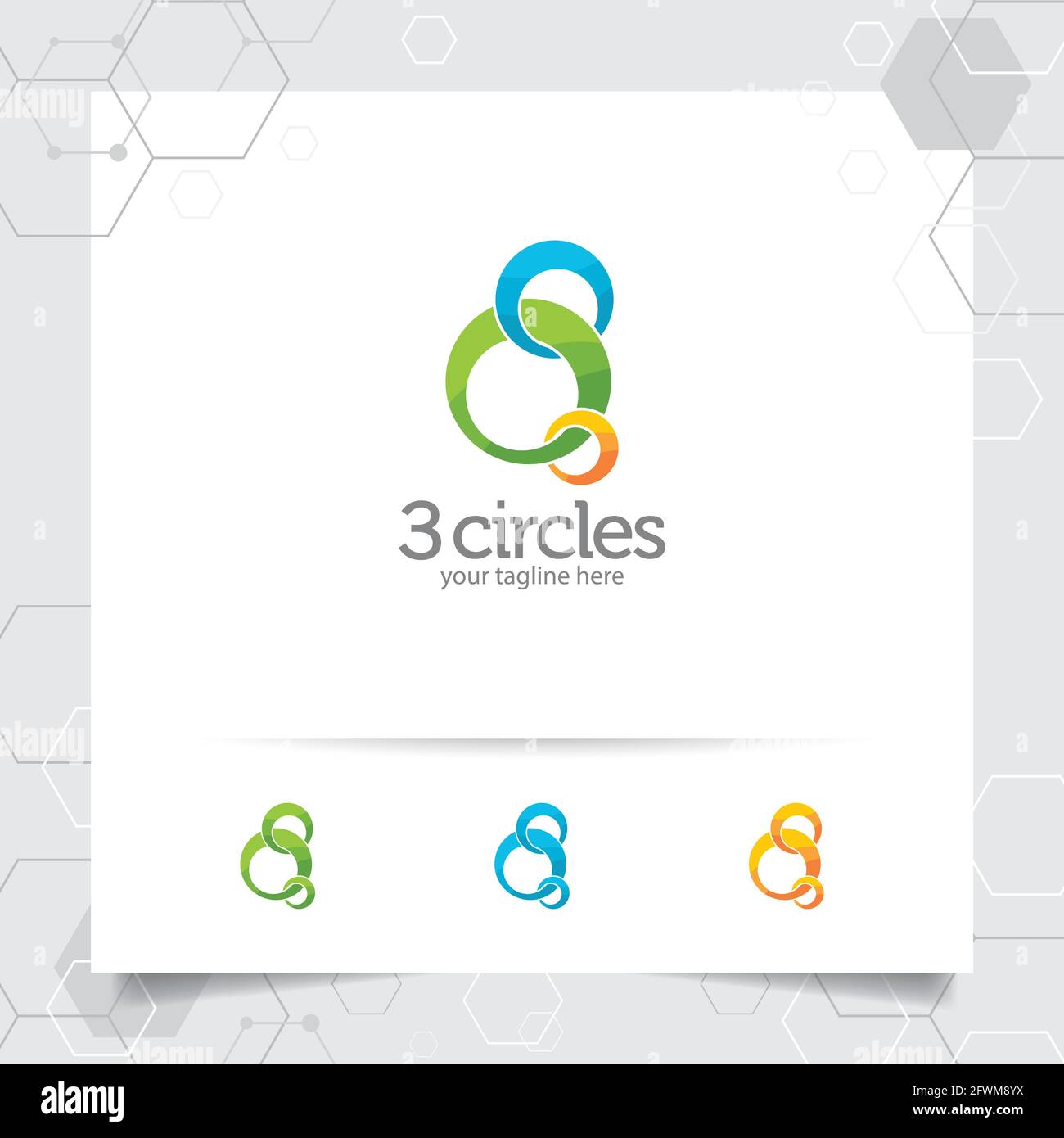 Kreis Logo Design Illustration mit drei Wirbel Kreis Vektor für Unternehmen, App und Technologie. Stock Vektor