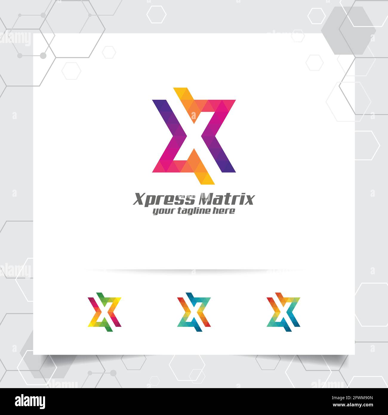 Digital Logo Letter X Design-Vektor mit modernen bunten Pixel-Symbol für Technologie, Software, Studio, App und Business. Stock Vektor