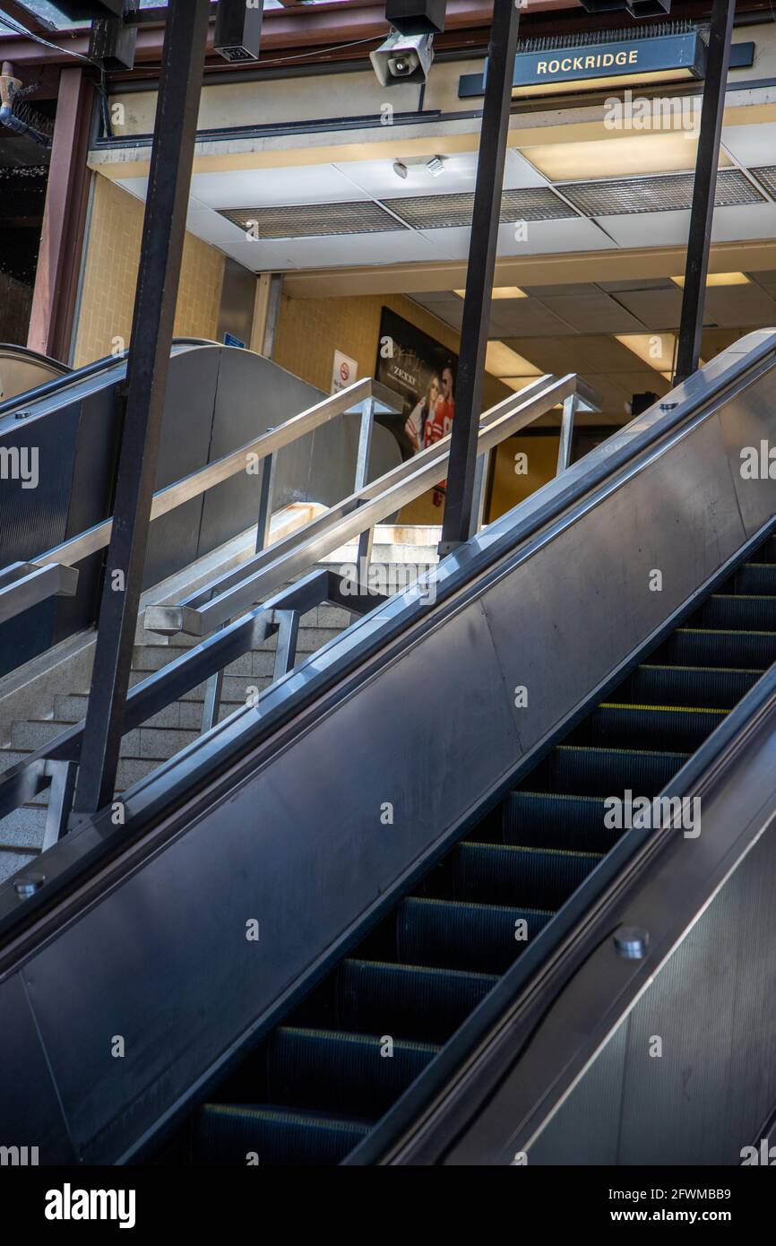 Vor der BART-Station Rockridge in Oakland, Kalifornien. Stockfoto