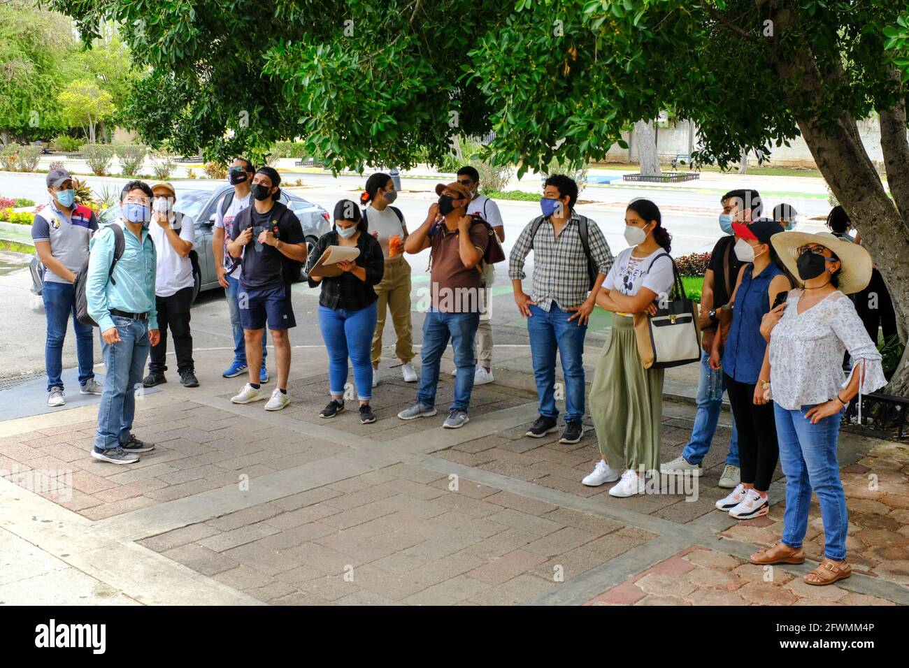 Führung während der Pandemie Covid-19, Merida Mexiko Stockfoto