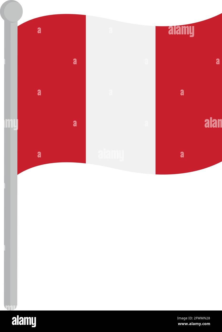 Vektor-Illustration der Flagge von Peru auf einer Stange Stock Vektor