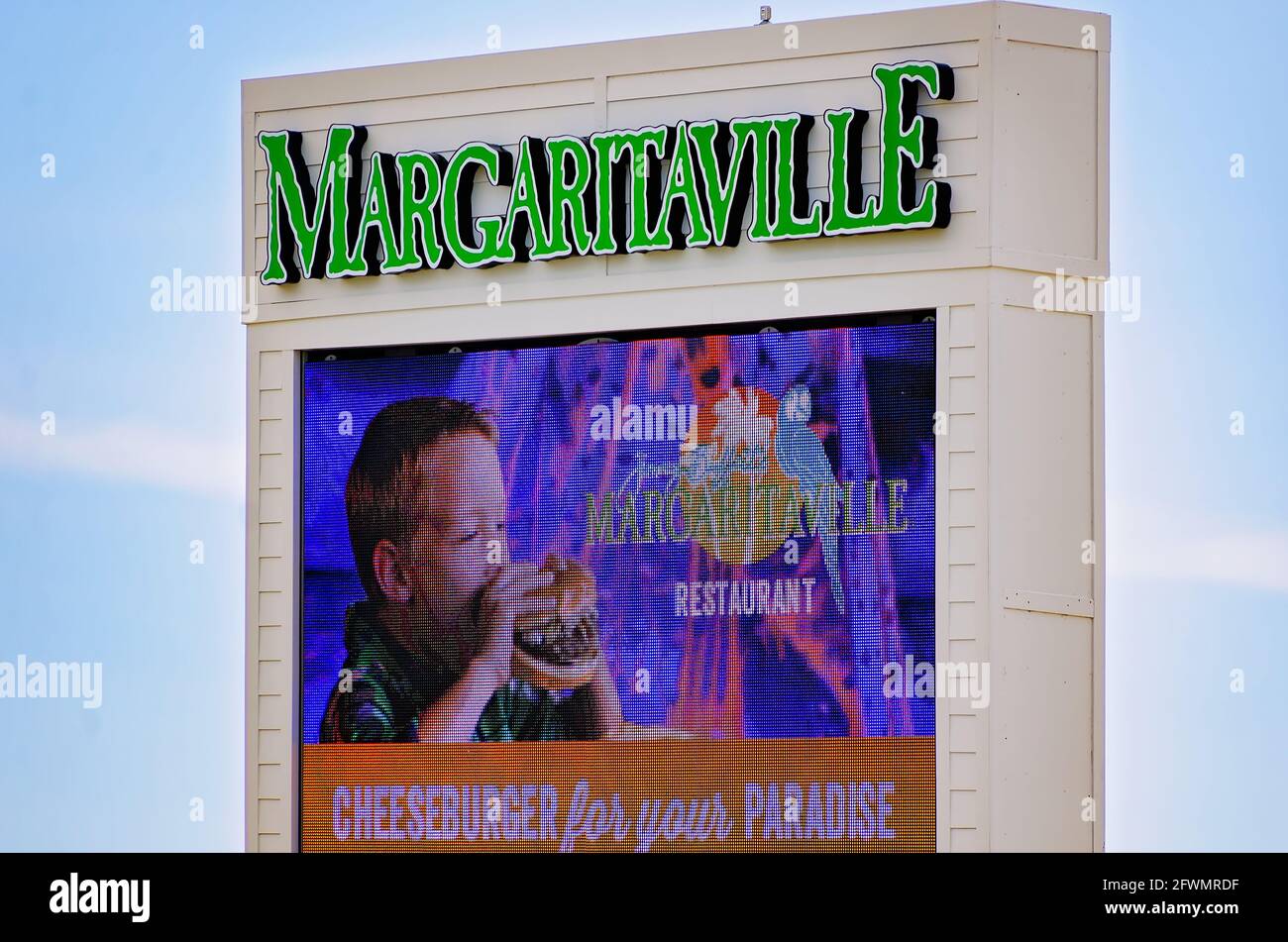 Ein Schild für das Margaritaville Resort ist am 22. Mai 2021 in Biloxi, Mississippi, abgebildet. Stockfoto