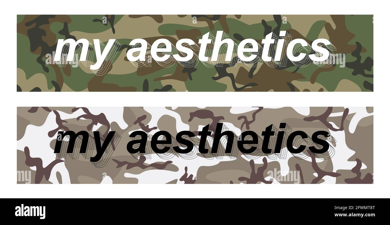Meine Ästhetik - Slogan auf militärischem Muster für T-Shirt-Design, Merch, Aufkleber, Banner und andere. Zwei Druckoptionen, für die meine Ästhetik perfekt geeignet ist Stock Vektor