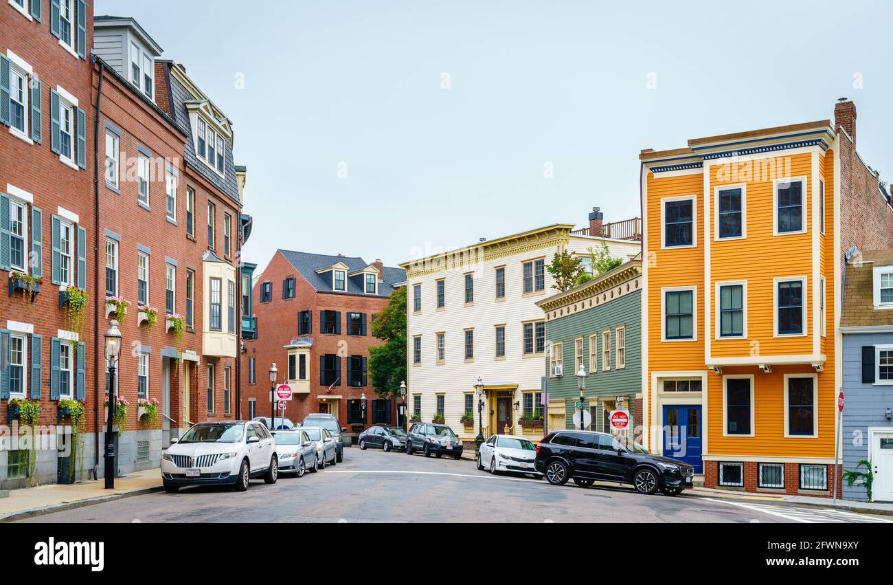 Boston, MA, 28. September 2020: Charlestown - ein historisches Viertel von Boston, ein Teil des Freedom Trail Stockfoto