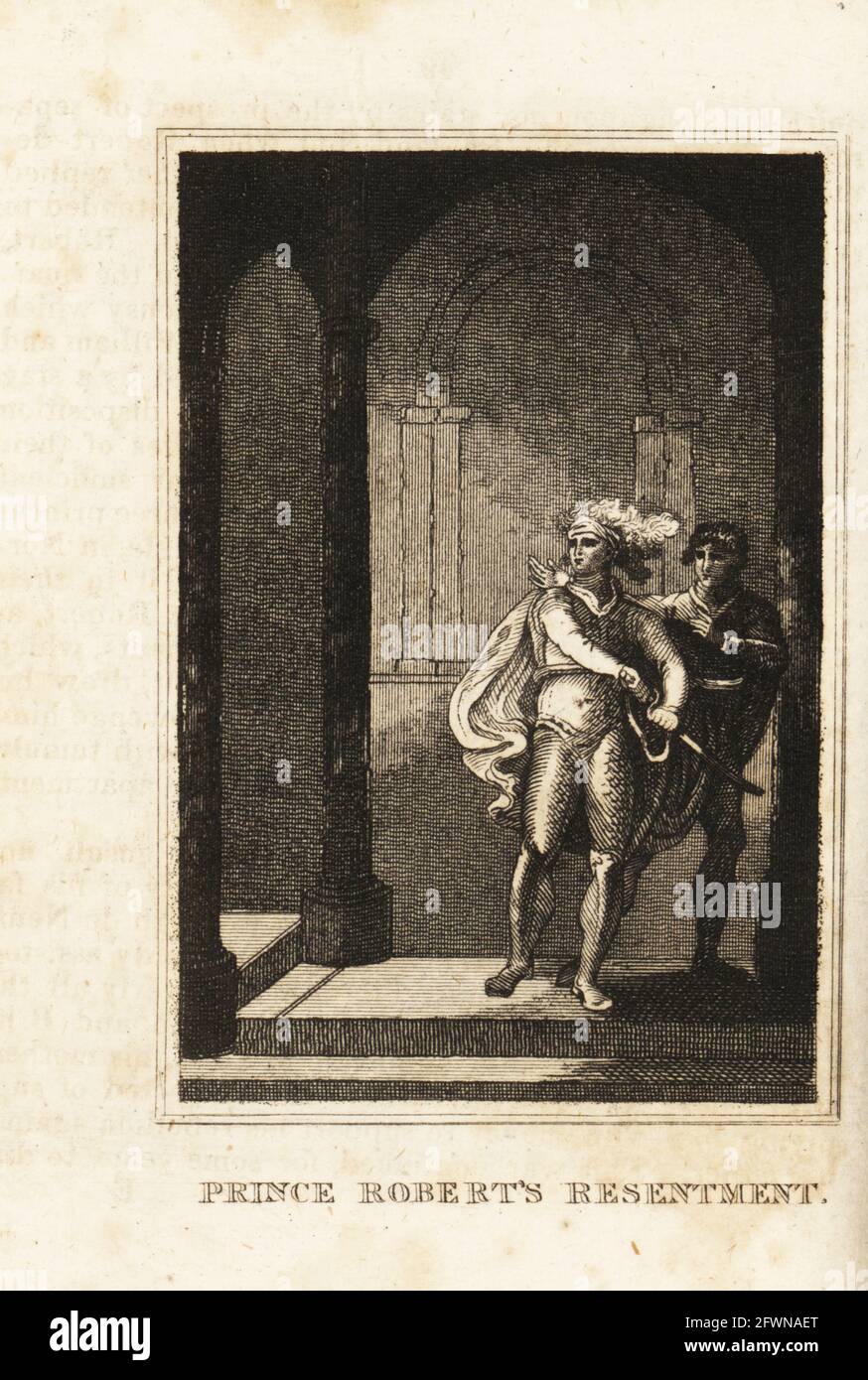 Robert Curthose rebelliert gegen seinen Vater König Wilhelm I. von England, 1077. Prinz Roberts Ressentiments. Kupferstich aus M. A. Jones’ History of England von Julius Caesar bis George IV., G. Virtue, 26 Ivy Lane, London, 1836. Stockfoto
