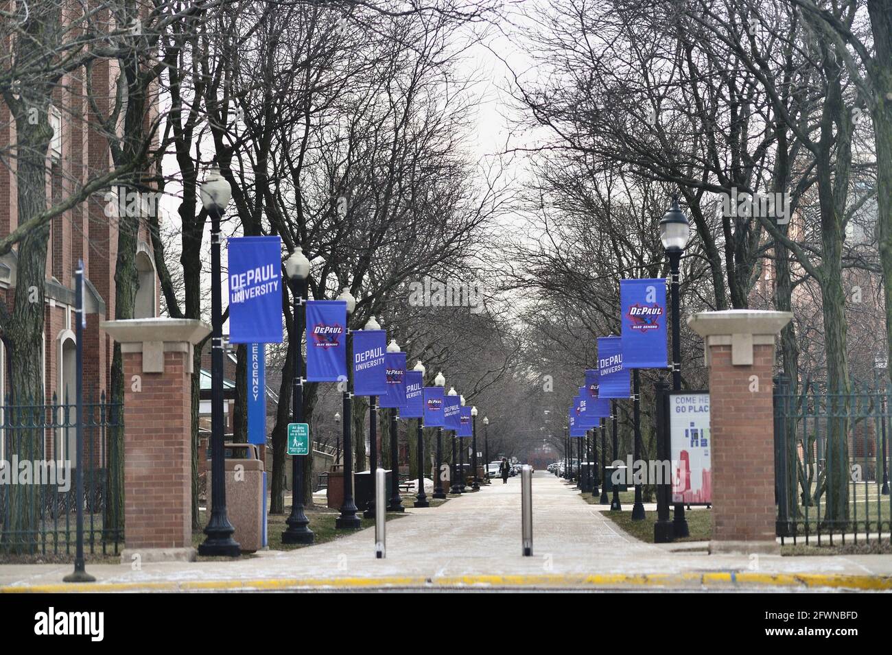 Chicago, Illinois, USA. Eintritt zum Lincoln Park Campus der DePaul University. Stockfoto