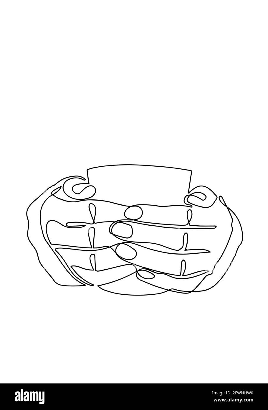 Сontinuous eine Linie Tasse Kaffee. Einfache Handzeichnung , Kaffee zu gehen Thema, Linie Kunst Illustration. Stockfoto