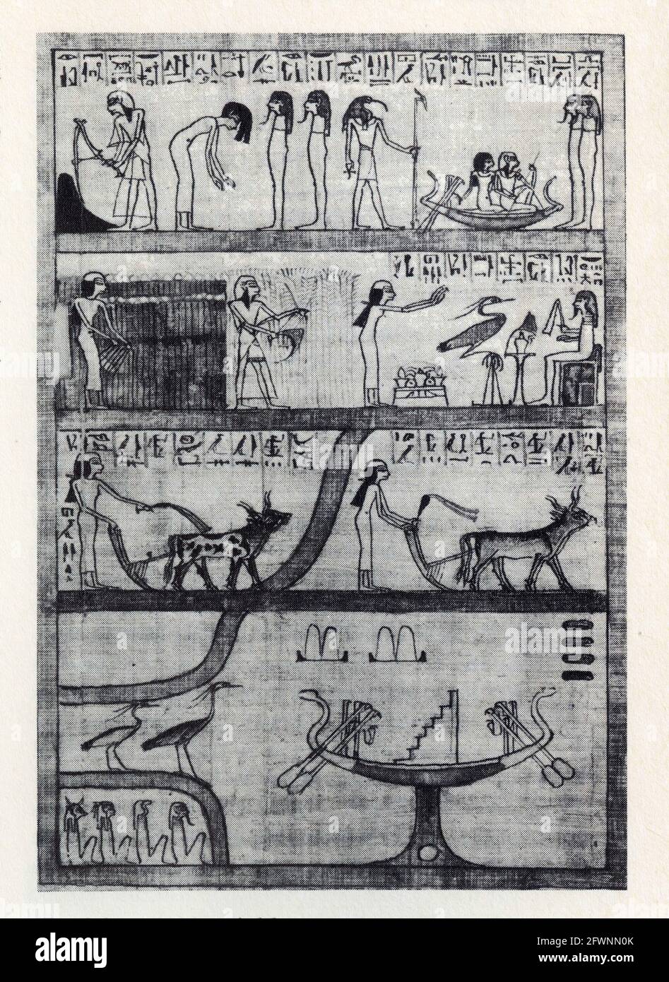 Die Arbeit auf den Feldern des Jenseits ist oft in den Gräbern der Adligen des Neuen Reiches und in der Grabstätte Papyri.XX Dynastie vertreten Stockfoto