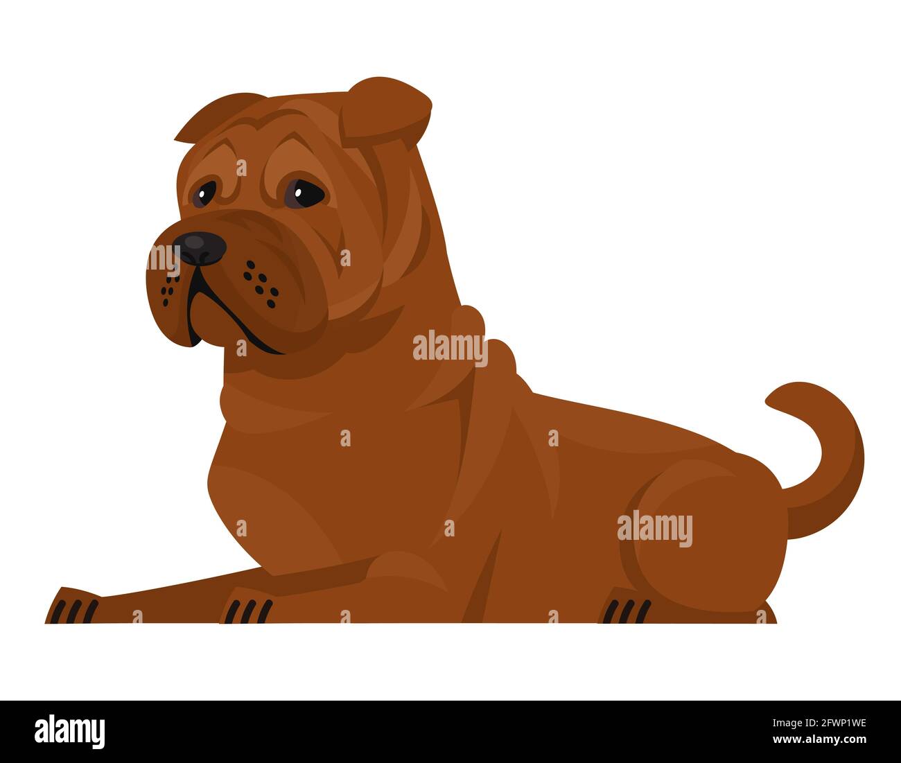 Lying Shar Pei. Schönes Haustier im Cartoon-Stil. Stock Vektor