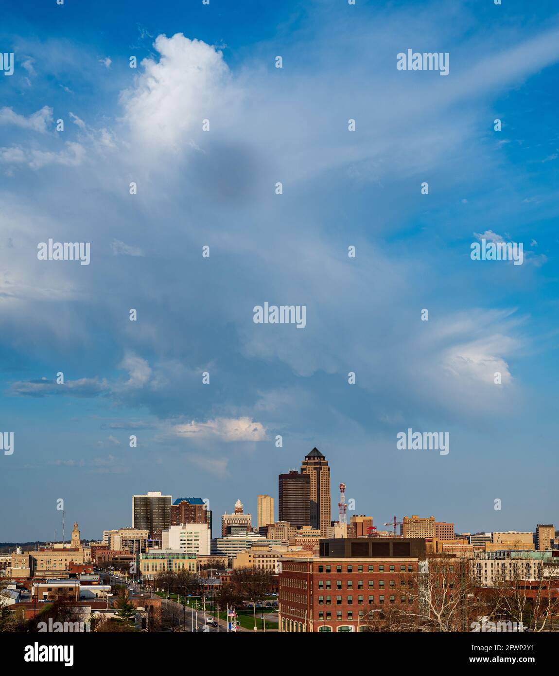 Skyline von des Moines, Iowa Stockfoto