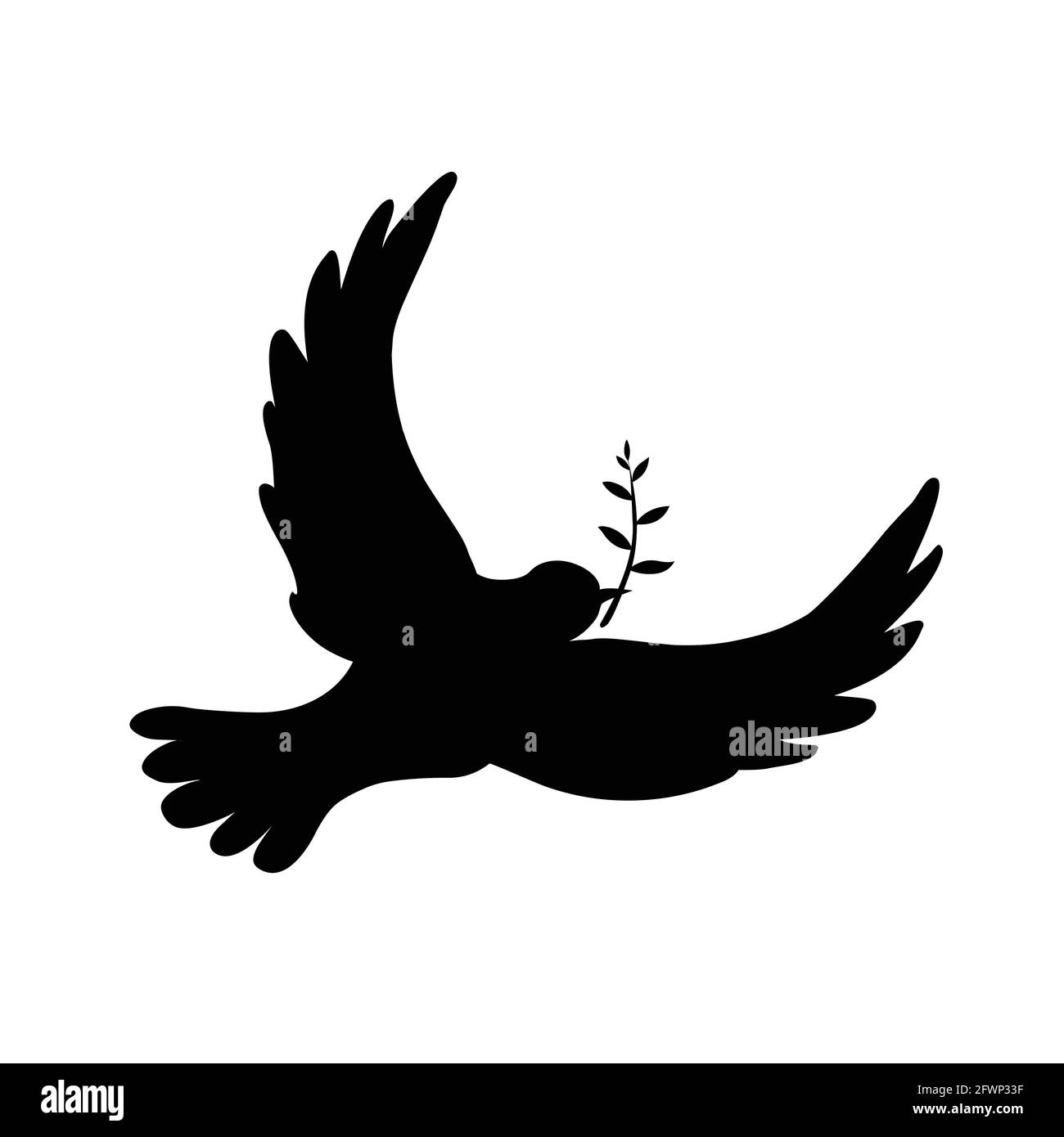 Peace Dove Silhouette Vektor-Illustration isoliert auf weißem Hintergrund Stock Vektor