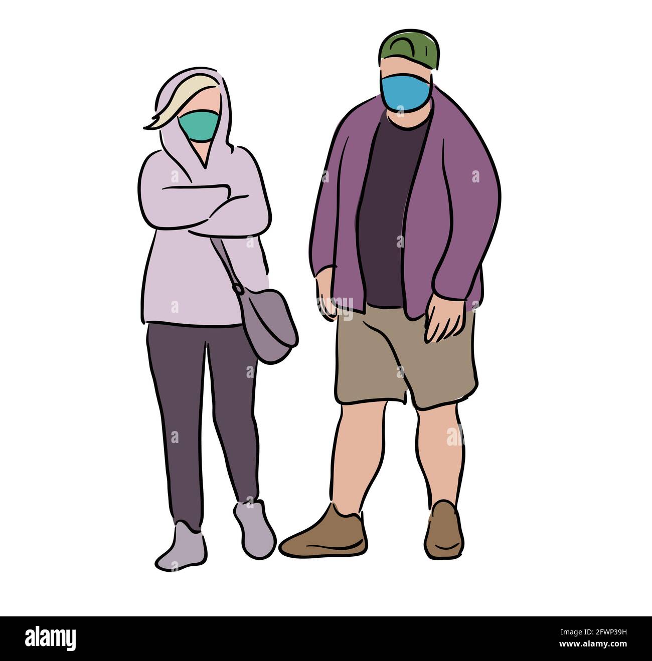 Coupl mit Gesichtsmaske illustrartion Vektor isoliert Stock Vektor