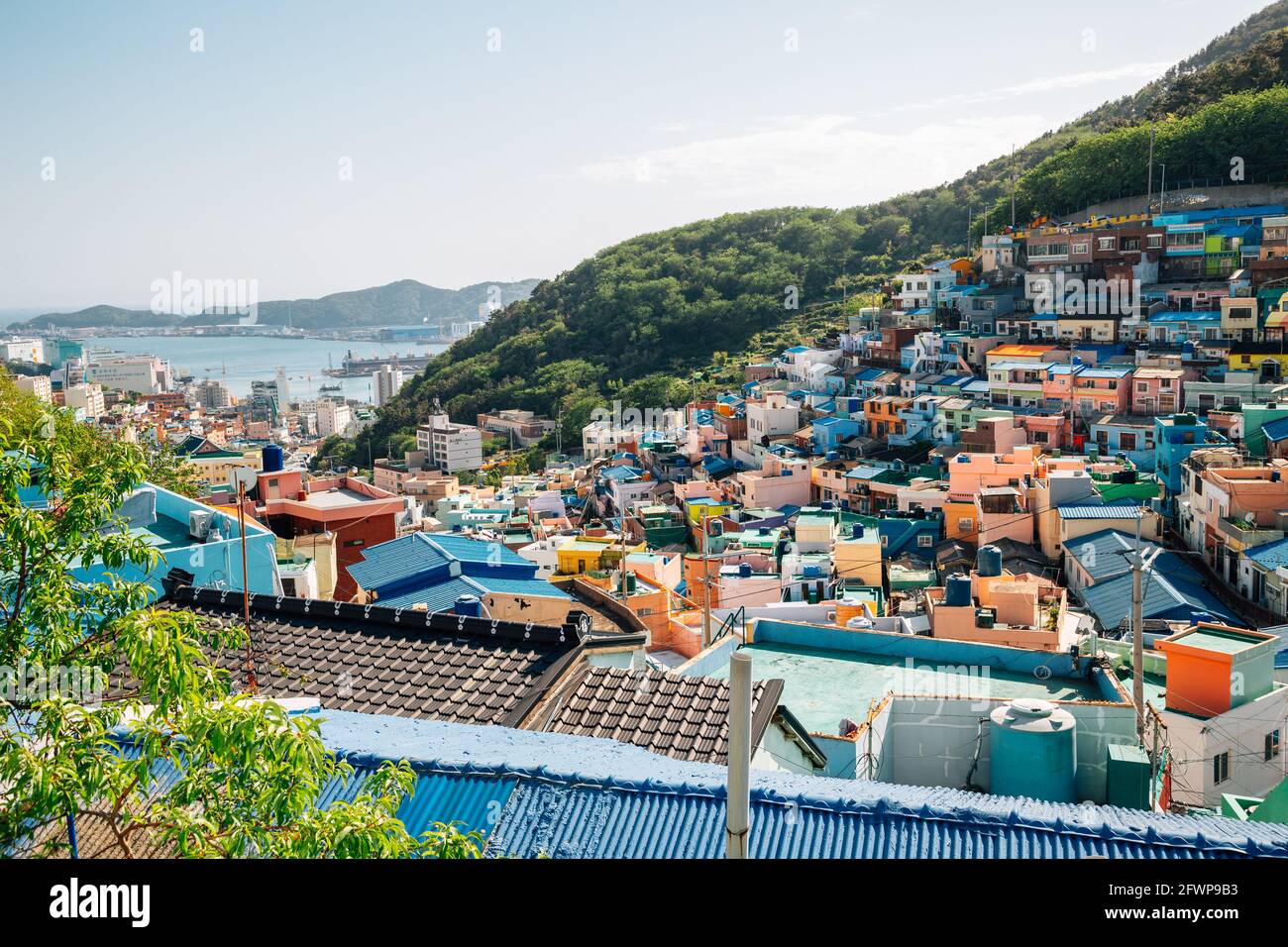 Panoramablick auf das Gamcheon Kulturdorf in Busan, Korea Stockfoto