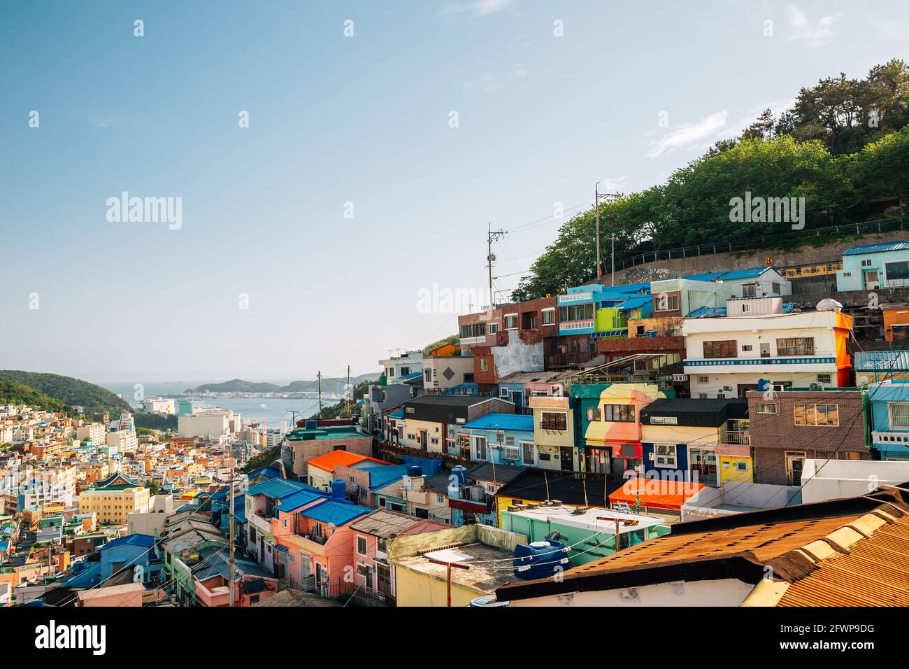 Panoramablick auf das Gamcheon Kulturdorf in Busan, Korea Stockfoto