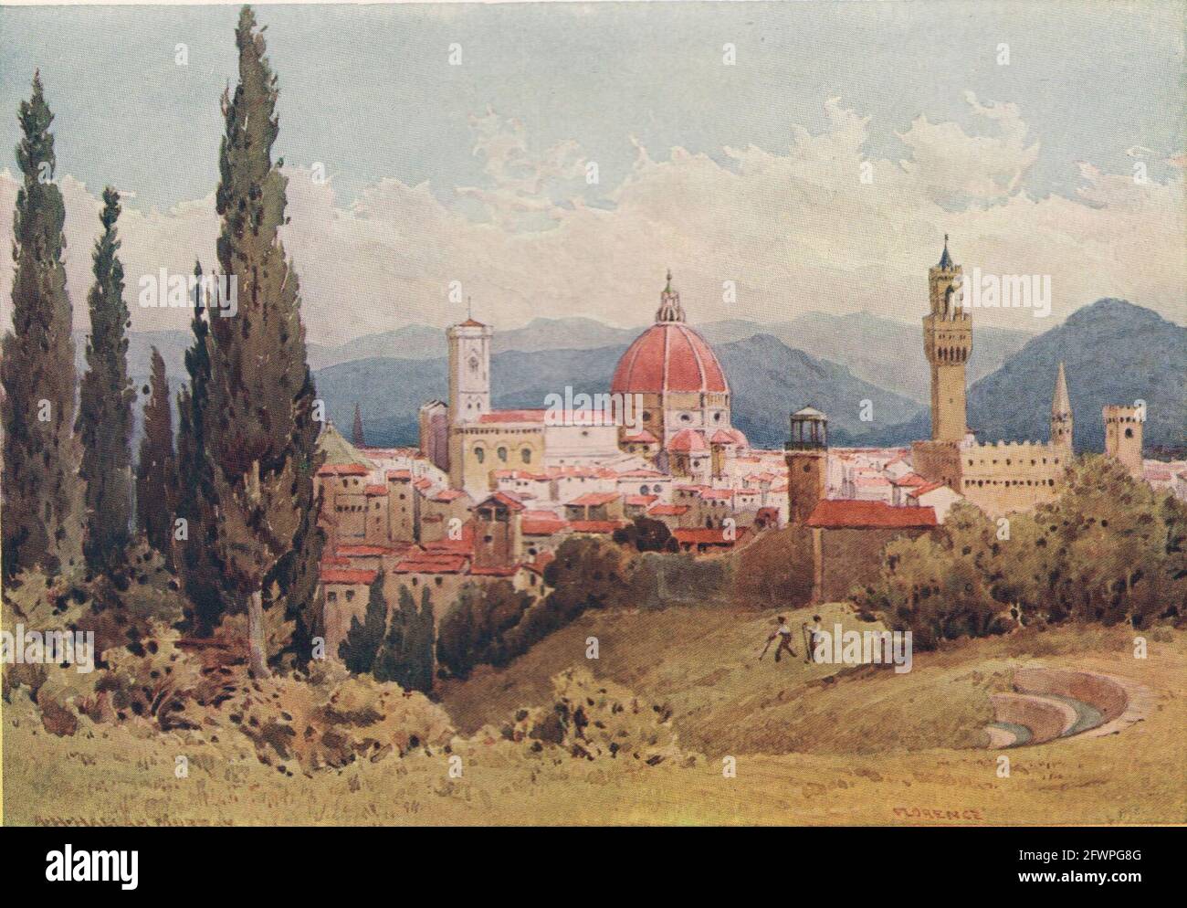 Florenz von den Boboli-Gärten in Richtung Fiesole von Alexander Murray 1904 Stockfoto