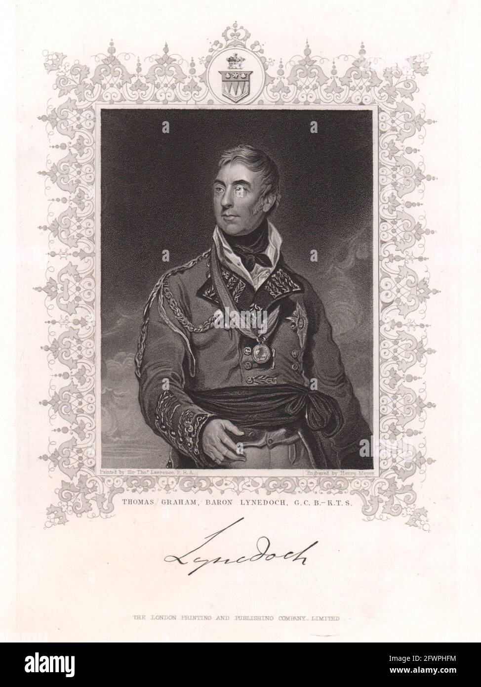 Thomas Graham, Baron Lynedoch, G.C.B.-K.T.S.. TALLIS c1855 alter antiker Druck Stockfoto