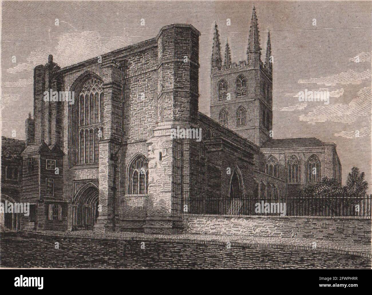 West End, St. Mary Overie Church, Southwark Cathedral. Antikdruck 1817 Stockfoto