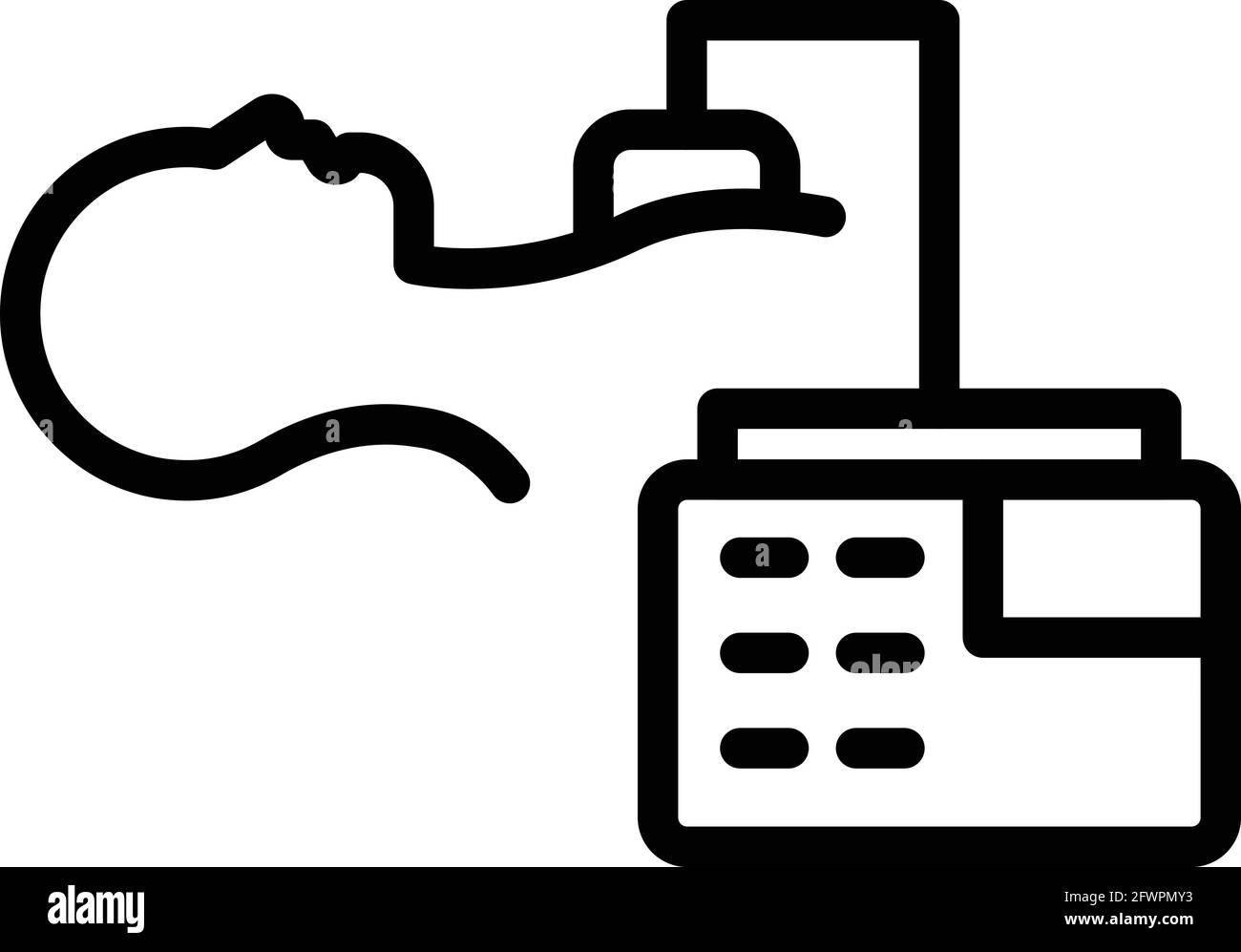 Defibrillator-Symbol des Patienten. Vektorsymbol des Patienten-Defibrillators für Webdesign isoliert auf weißem Hintergrund Stock Vektor