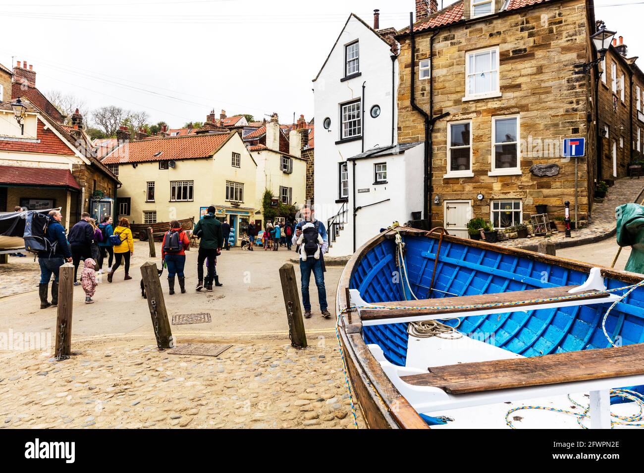 Robin Hoods Bay, Yorkshire, Großbritannien, England, Robin Hoods Bay Yorkshire, Robin Hoods Bay Großbritannien, Dorf, Dörfer, Yorkshire, Küste, Küste, Küste, Strand, Stockfoto