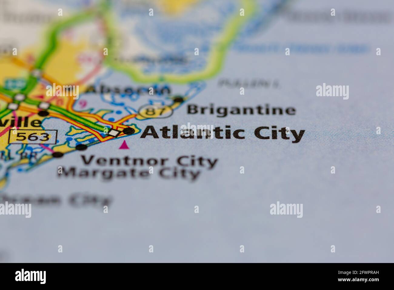 Atlantic City New Jersey USA auf einer Geographie-Karte Oder Straßenkarte Stockfoto