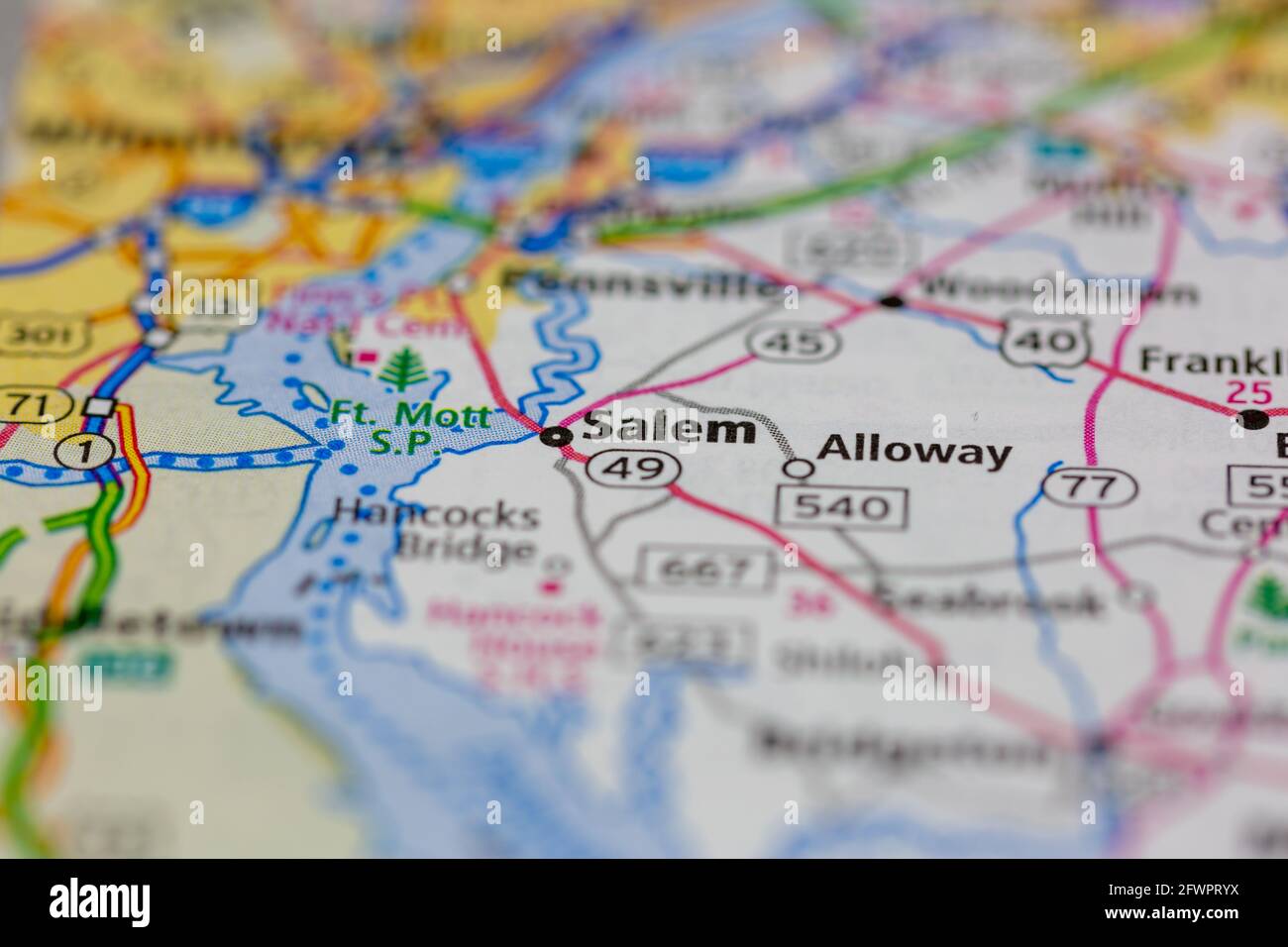 Salem New Jersey USA auf einer Geographie-Karte oder angezeigt Straßenkarte Stockfoto