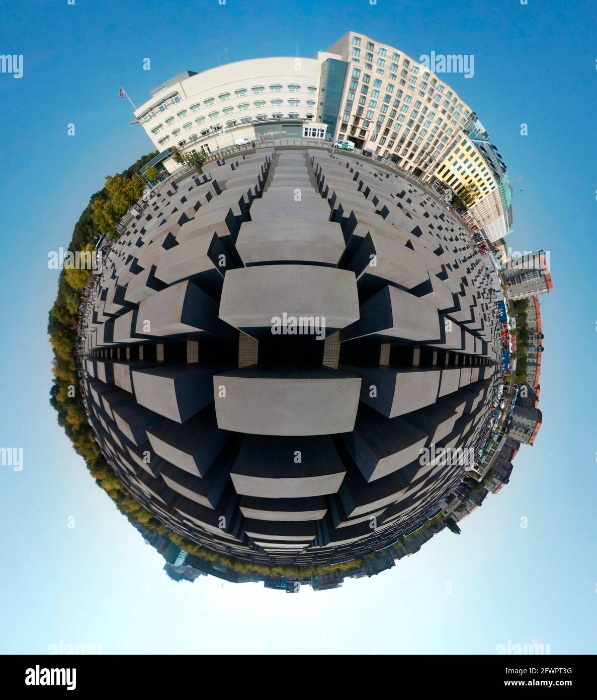 Full Circle-Panorama: Holocaust-Mahnmal, Berlin-Mitte. Stockfoto