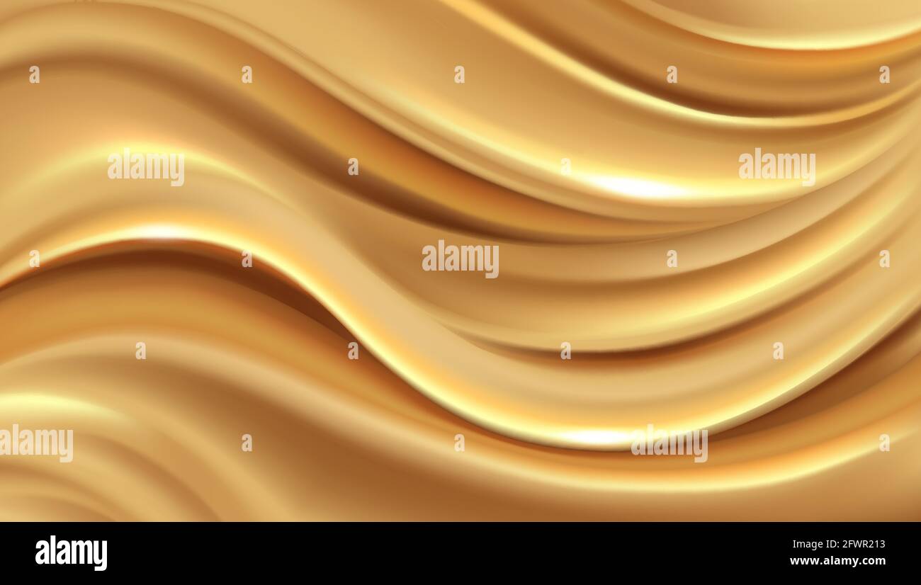Abstrakt goldene Welle Hintergrund, gelb teuer Luxus Seide Gold Hintergrund für vip-Karten, Vektor-Illustration. Stock Vektor