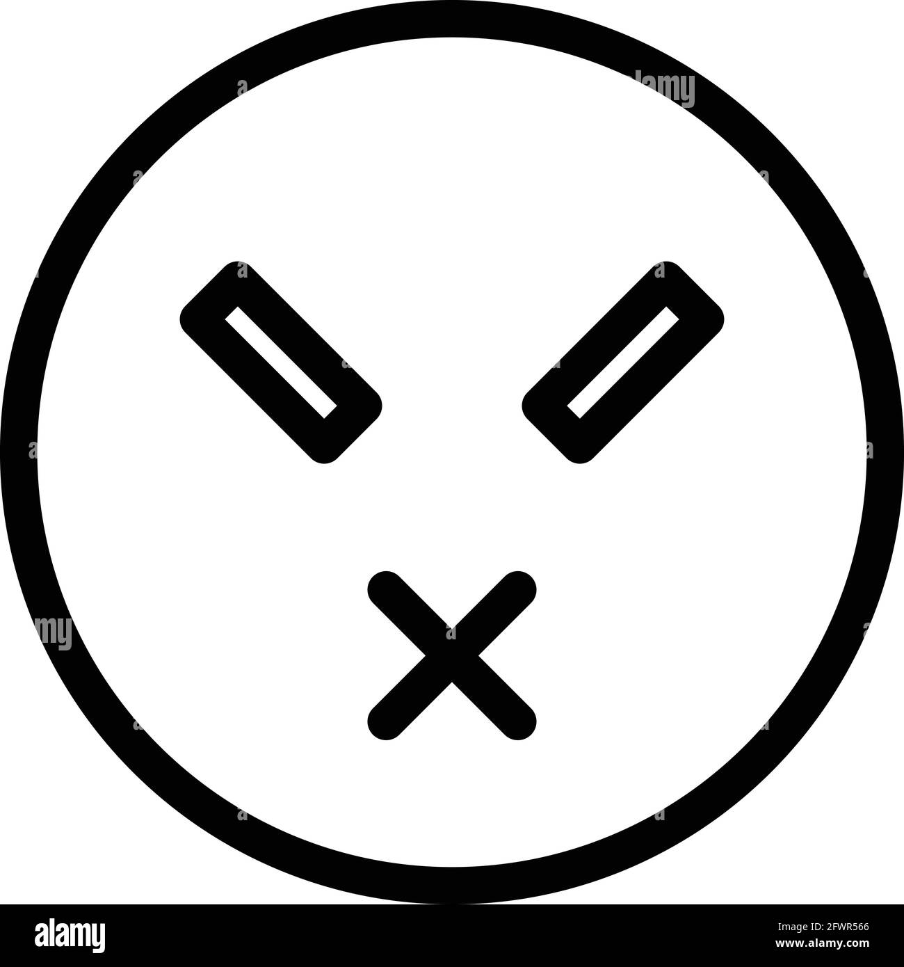 Symbol für lautloses Emoji. Umriss Silent Emoji Vektor-Symbol für Web-Design isoliert auf weißem Hintergrund Stock Vektor