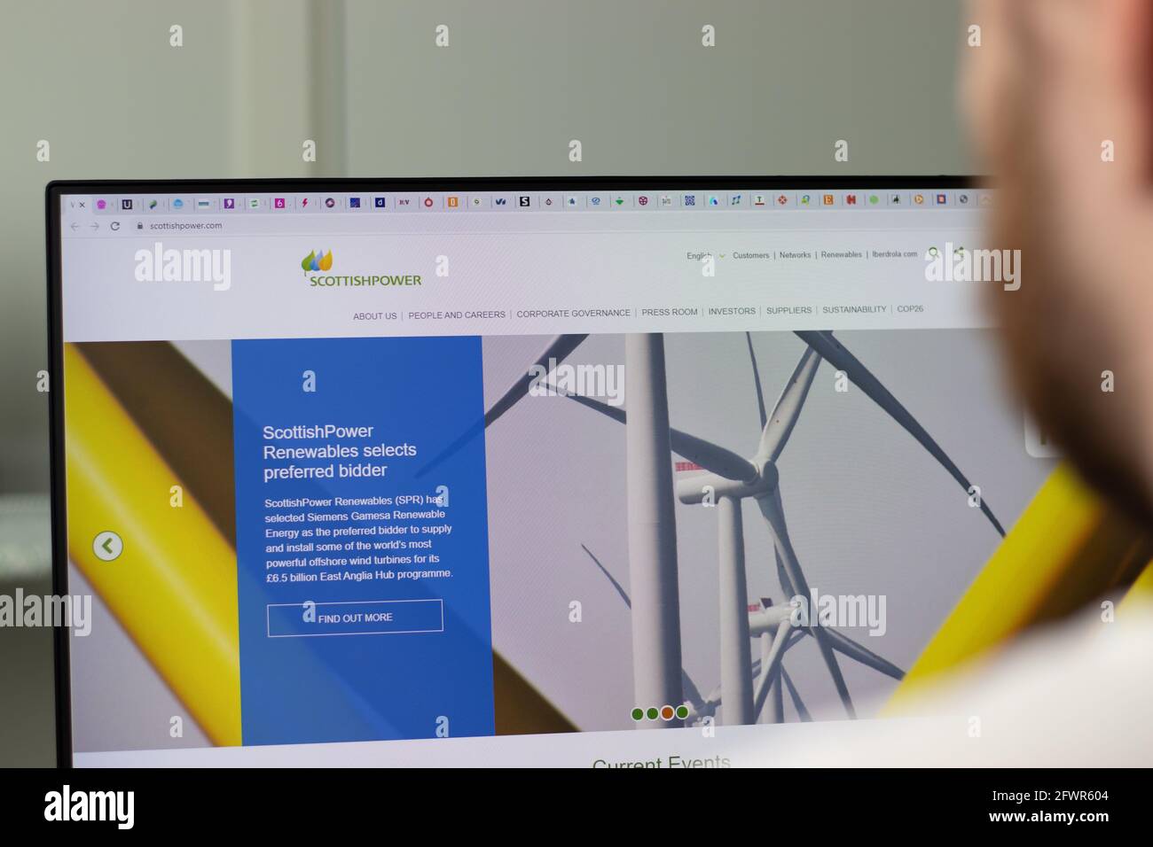 New York, USA - 1. Mai 2021: Website der Scottish Power Company auf dem Bildschirm, illustratives Editorial Stockfoto