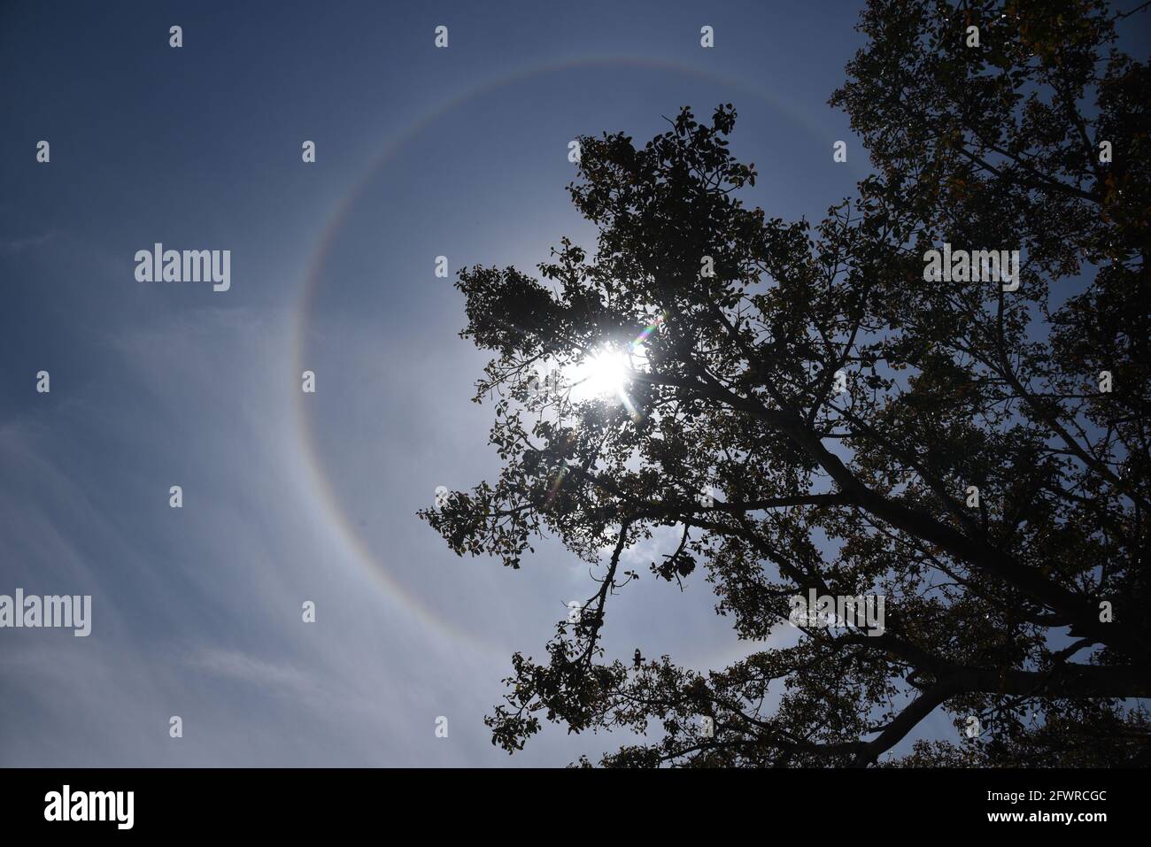 Bangalore, Indien. Mai 2021. Ein Sonnenhimmel erscheint am Himmel in Bangalore, Indien, 24. Mai 2021. Quelle: Str/Xinhua/Alamy Live News Stockfoto