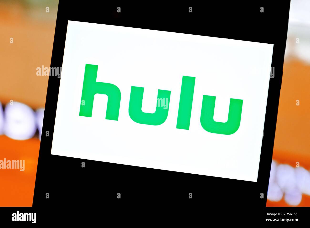 Redaktionelles Foto zum Thema Hulu. Illustratives Foto für Nachrichten über Hulu - ein amerikanisches Video-On-Demand-Abonnement Stockfoto