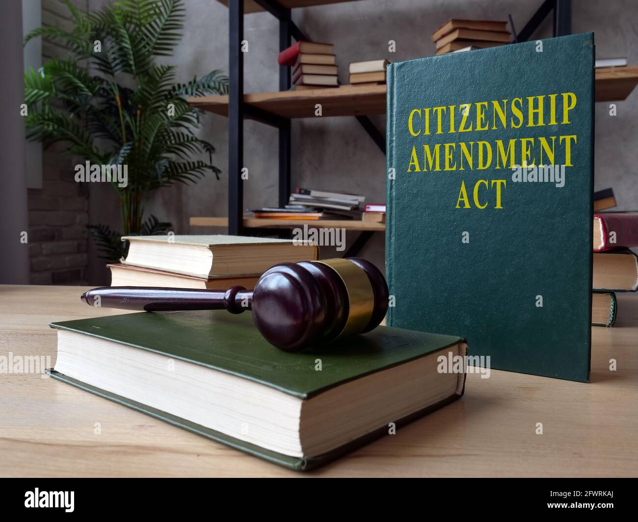 Grünes Buch mit Citizenship Amendment Act CAA. Stockfoto