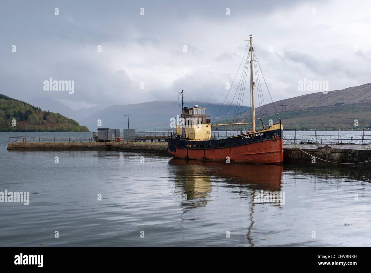 Der Vital Spark Clyde Puffer liegt in Inveraray, Argyll. Das Kugelboot wurde nach dem Schiff in Neil Munros para Handy Stories und TV-Serie benannt Stockfoto