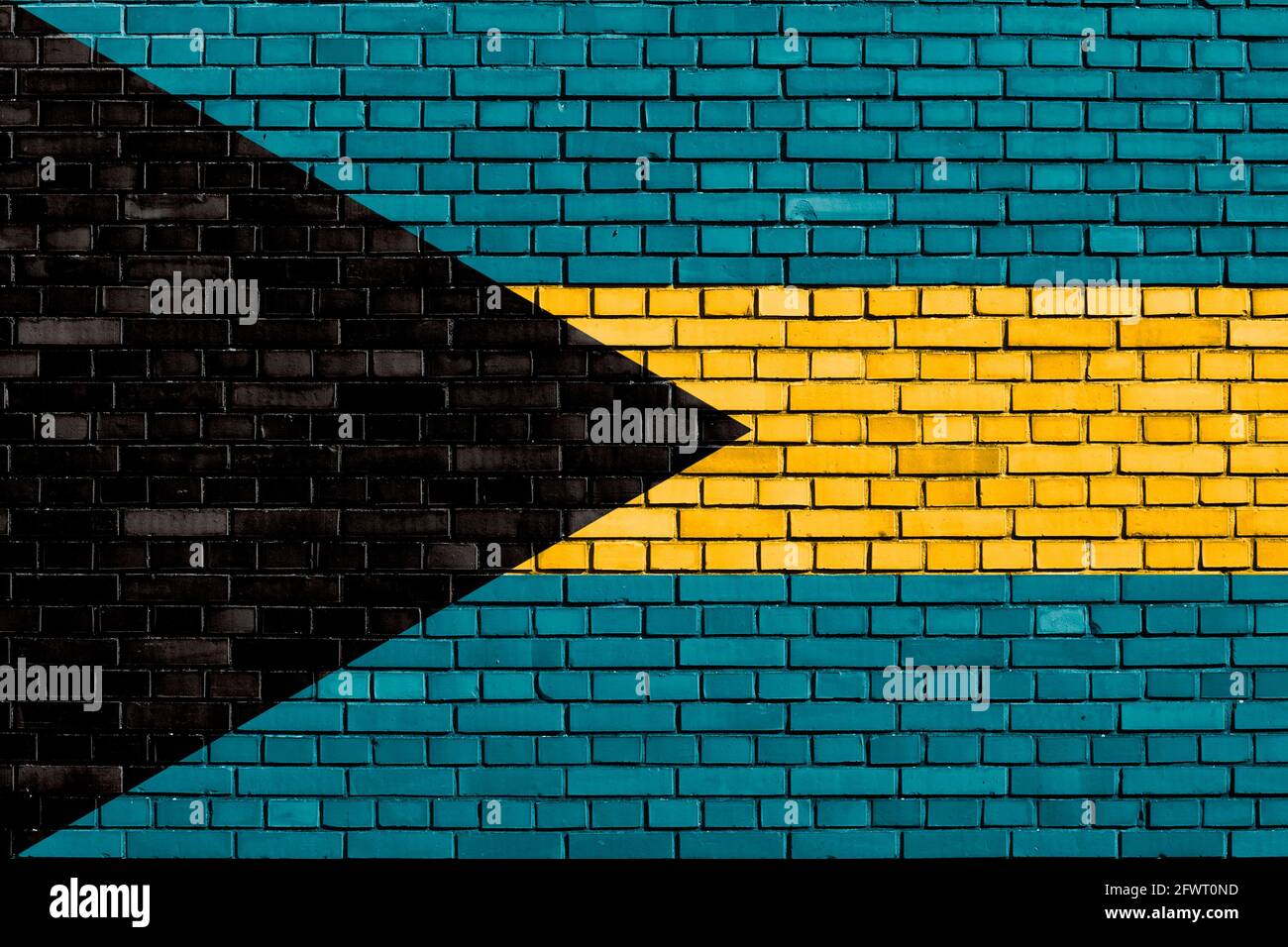 Flagge der Bahamas auf Mauer gemalt Stockfoto