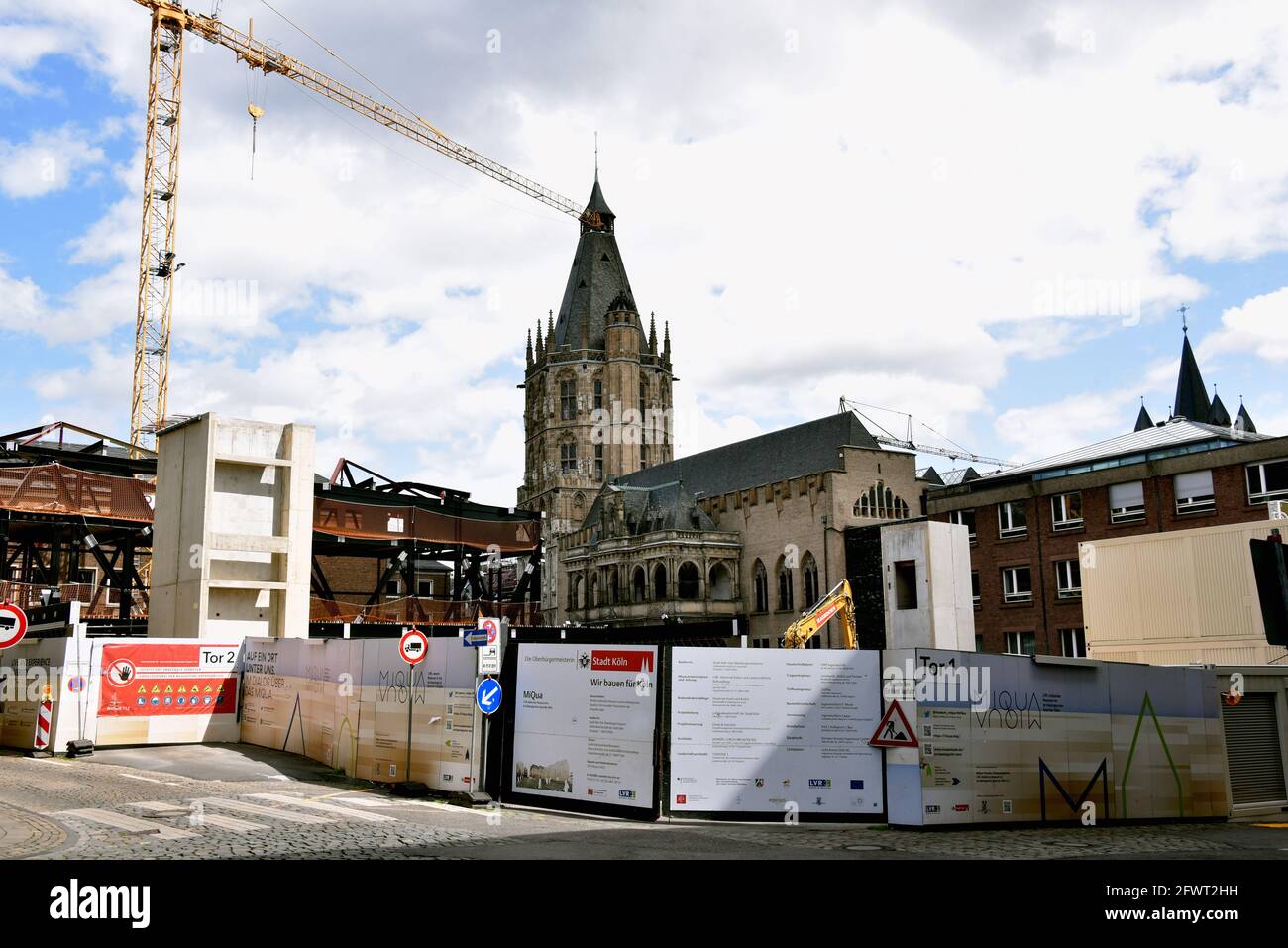 Koln Deutschland Mai 2021 Die Baustelle Des Judischen Museums Miqua Lvr Im Archaologischen Viertel Koln Ehemals Archaologische Zone Koln Ist Ein Rund 6 000 M Grosses Archaologisches Ausgrabungsgebiet Am Und Um Den