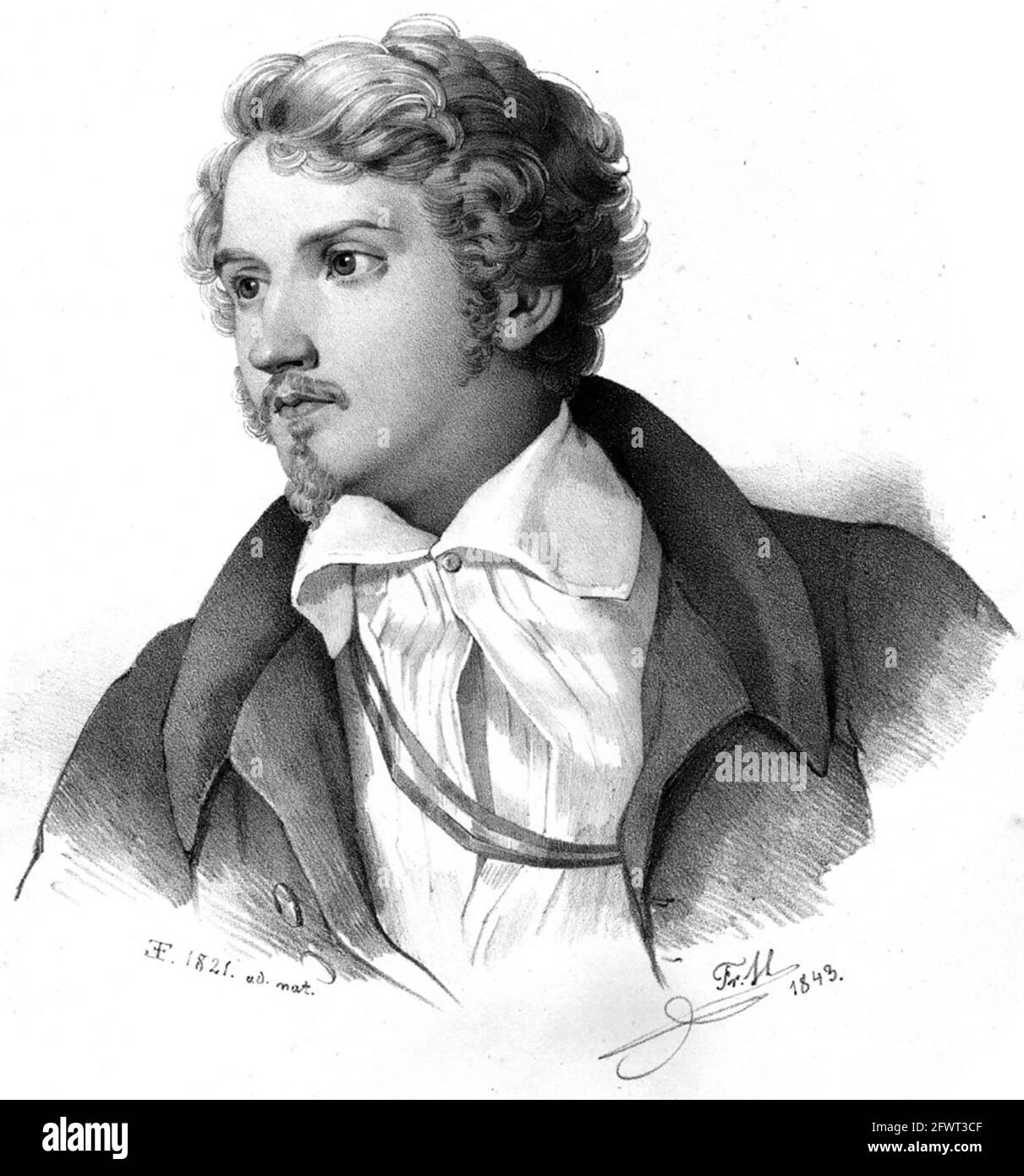 JUSTUS von LIEBIG (1803-1873) deutscher Wissenschaftler und einer der Gründer der organischen Chemie. Eine Lithographie von 1843 aus einem Gemälde von 1821. Stockfoto