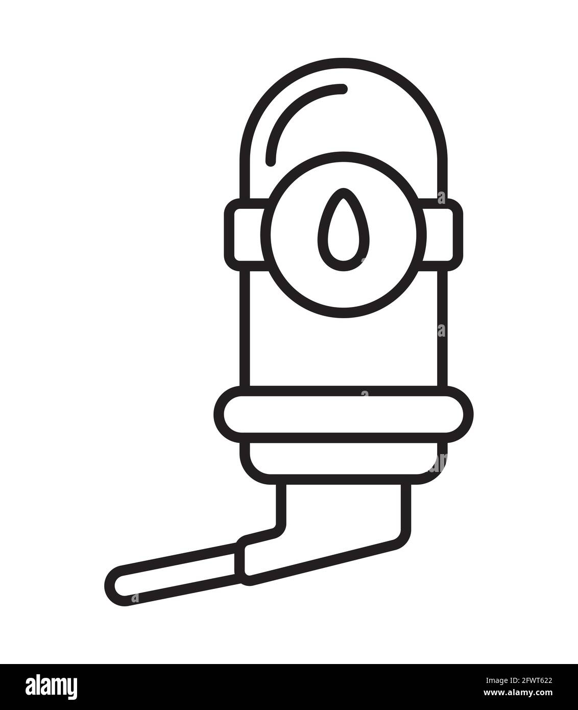 Trinkschale mit Wasser für Haustiere Symbolvektor im Linienstil. Behälter mit Wasser in einem Käfig für Nagetiere, Mäuse, Papageien, Ratten. Stock Vektor