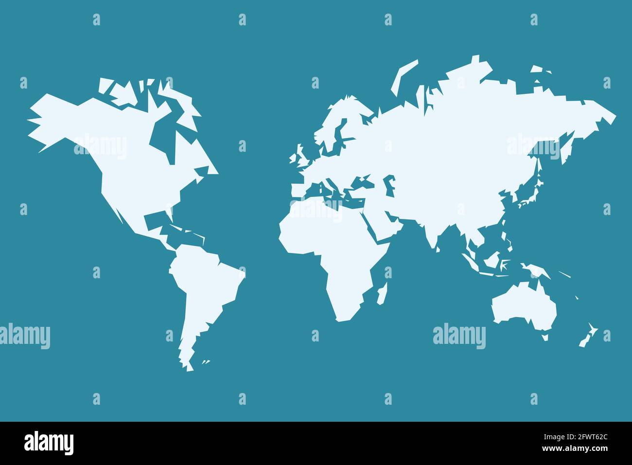 Vektor der Weltkarte. Scharfer polygonaler (Low Poly) geometrischer Stil einfacher Vektor. Stock Vektor