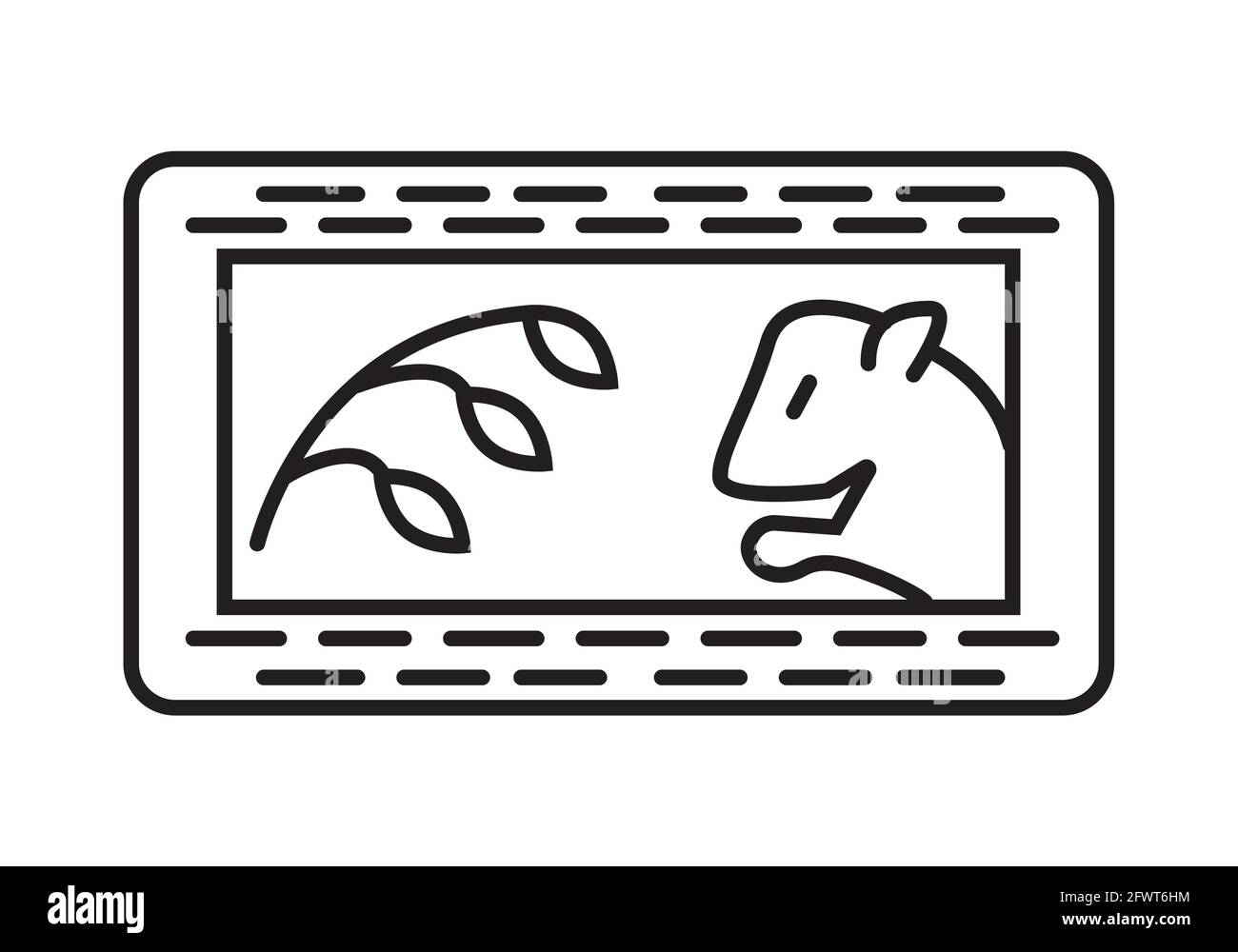 Heu für Nagetiere Symbolvektor. Hafer, Getreide, Weizen, Mais, Roggen für Ratten, Mäuse, Hamster. Wurf in einem Käfig für ein Kaninchen. Stock Vektor