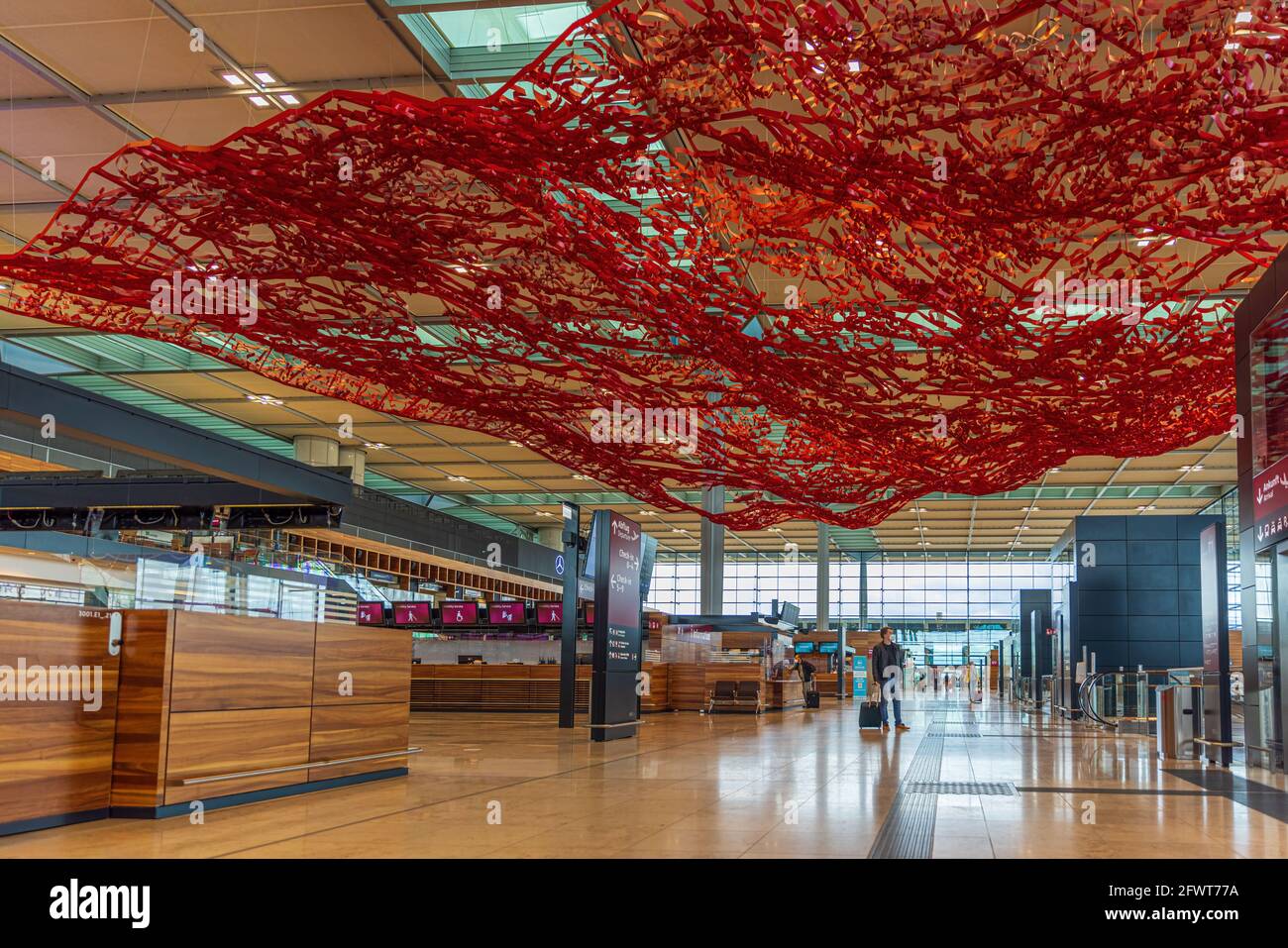 Check-in-Halle des neuen Flughafens Berlin Brandenburg Stockfoto