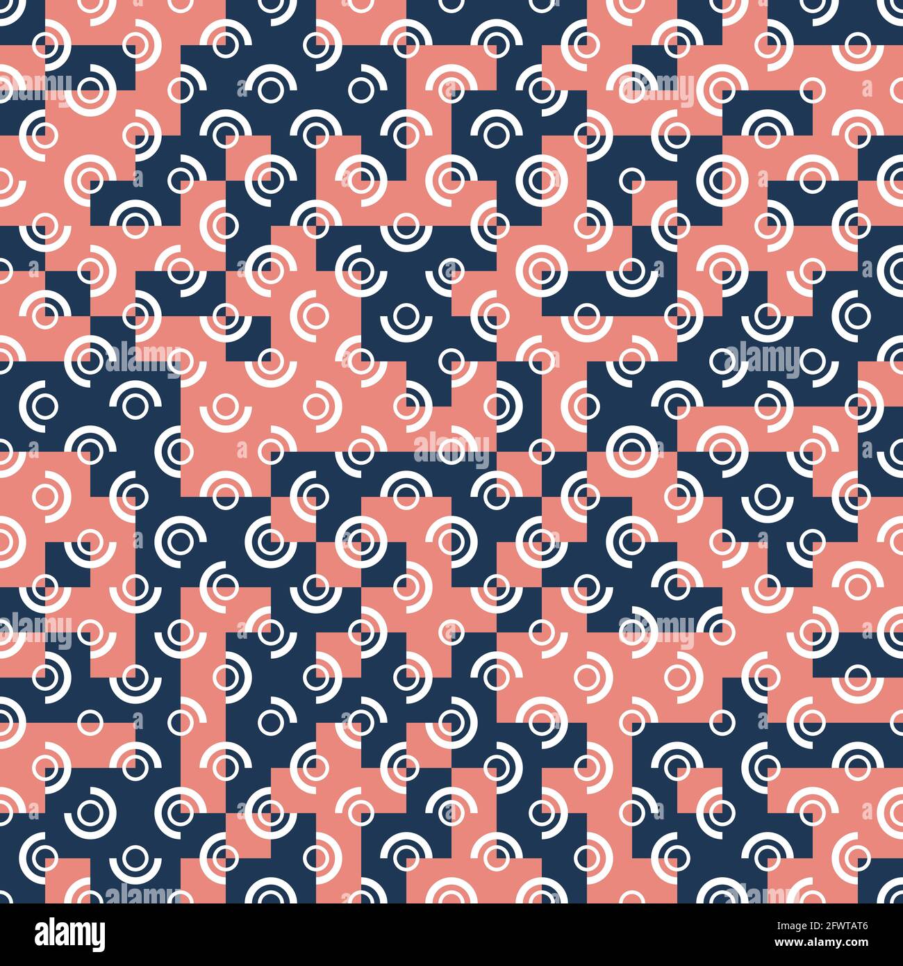 Hintergrund mit abstraktem Muster. Stoff Ornament Vektor-Illustration. Kreisförmige Formen mit textiler Geometrie. Stock Vektor