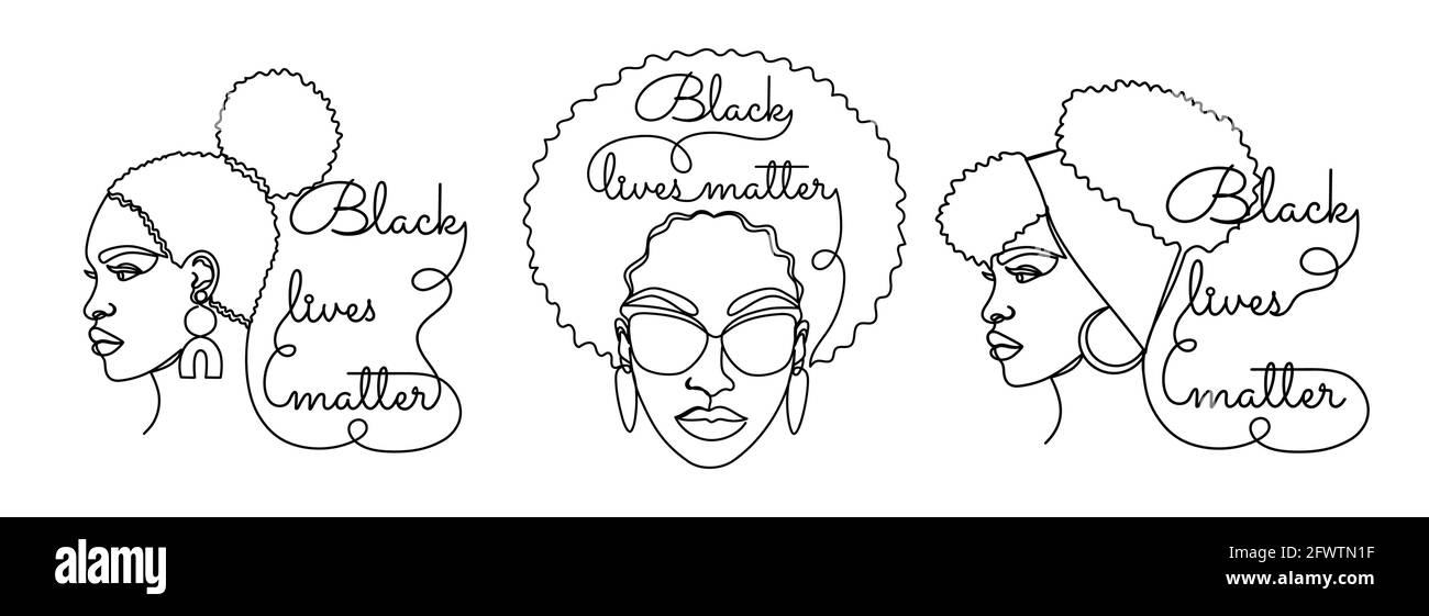 Afro American Woman in einem modernen One-Line-Stil. Stock Vektor
