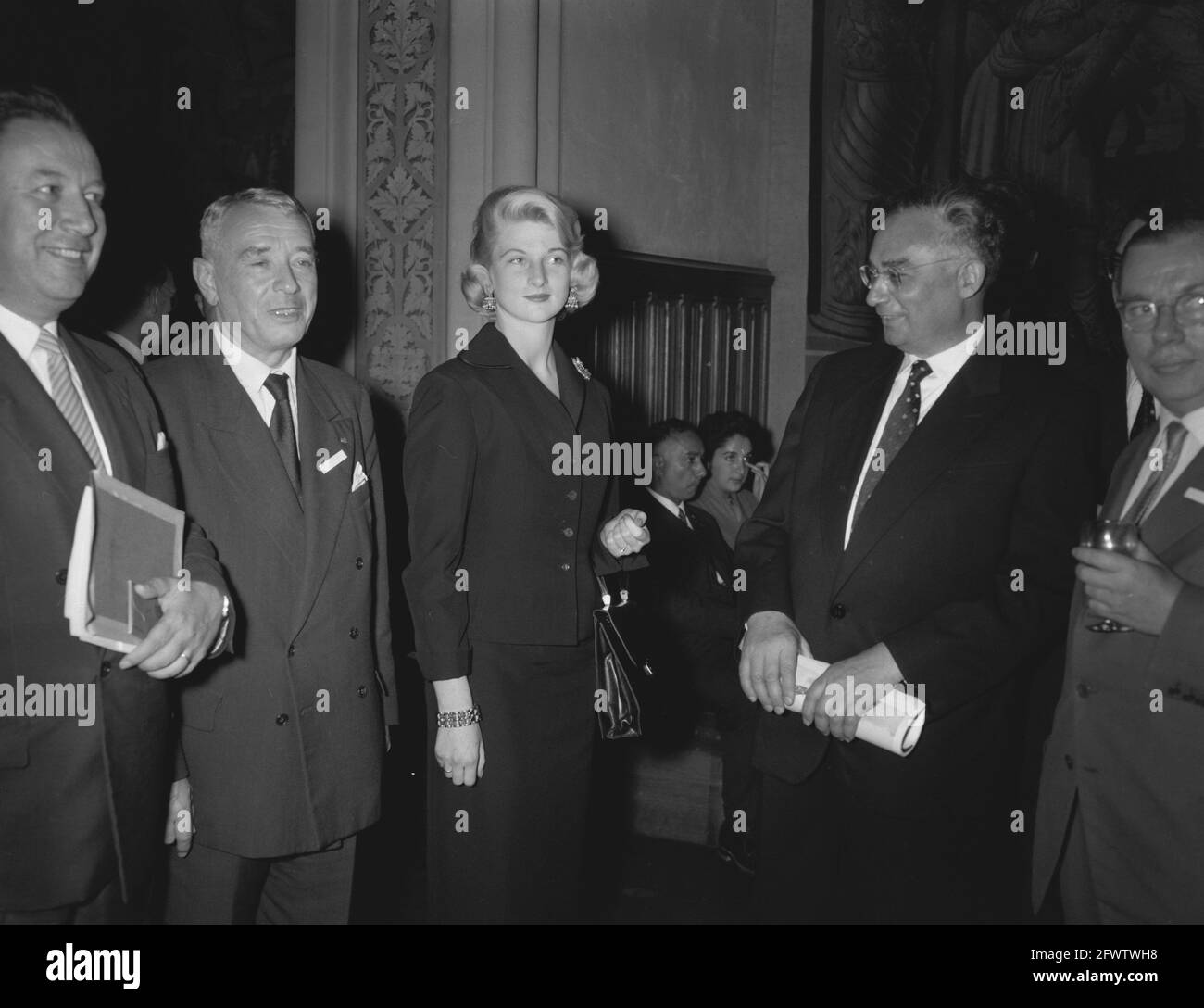 Empfang des neunten Kongresses der Internationalen Föderation für Raumfahrt durch die Gemeinde Amsterdam, 25. August 1958, Einnahmen, Niederlande, Foto der Presseagentur des 20. Jahrhunderts, Nachrichten zur Erinnerung, Dokumentation, historische Fotografie 1945-1990, visuelle Geschichten, Menschliche Geschichte des zwanzigsten Jahrhunderts, Momente in der Zeit festzuhalten Stockfoto