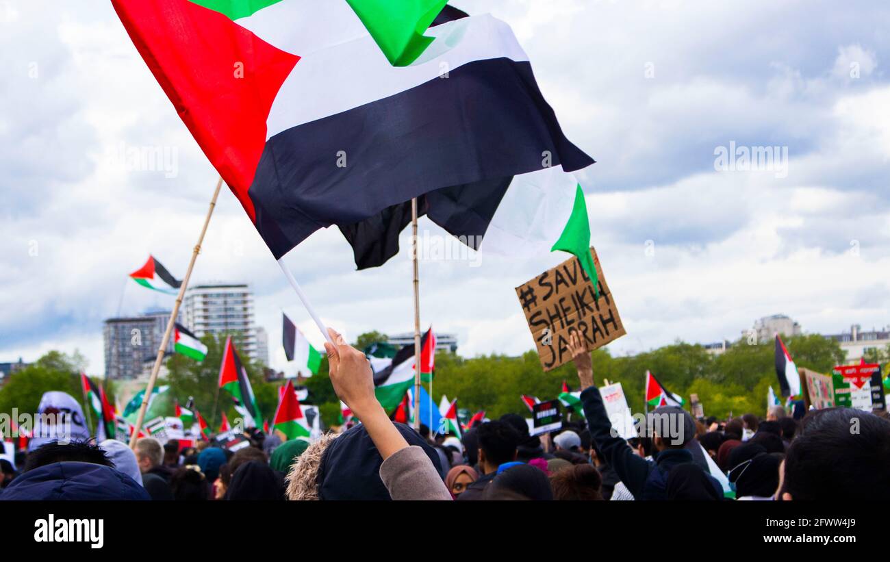 London, Vereinigtes Königreich - Mai 22. 2021: Freunde von Al - Aqsa protestieren gegen die Palästinenser. Stockfoto
