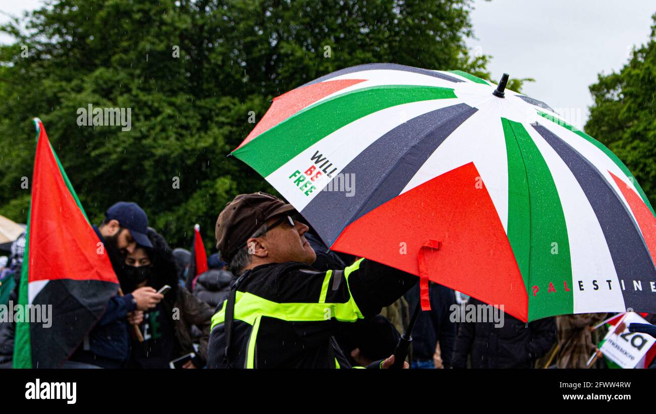London, Vereinigtes Königreich - Mai 22. 2021: Freunde von Al - Aqsa protestieren gegen die Palästinenser. Stockfoto