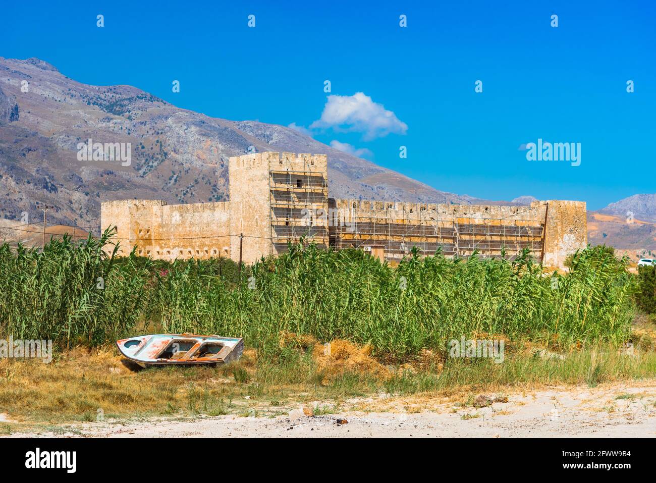 Schloss in Frangokastello Strand, Kreta, Griechenland Stockfoto